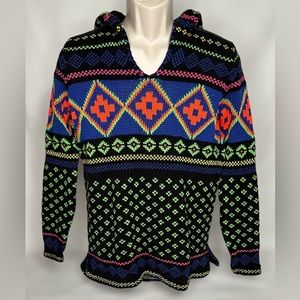 Ralph Lauren Active Women's Size Medium Hoodie Sweater Wool Aztec Multicolor